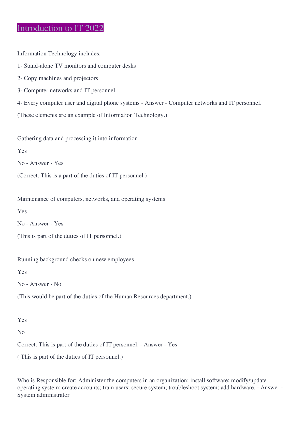 Preview image of Introduction to IT 2022/023 document